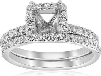 Pompeii3 5/8ct Princess Cut Diamond Halo Engagement Ring Setting Matching Band White Gold