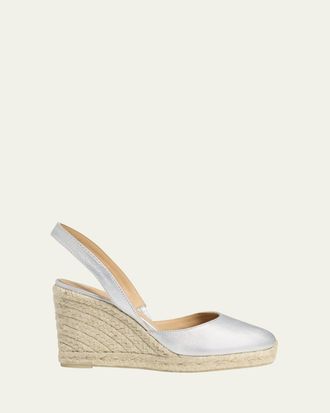 Castaner Carissa Metallic Leather Wedge Espadrilles