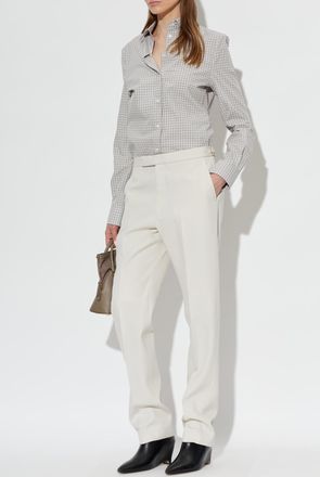 Maison Margiela Wool Pleated Trousers, Womens, Cream