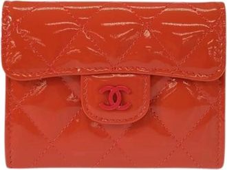 Chanel Pre-owned Visitekaarthouder - Dames - Vintage Accessoires - Oranje - ONE Size - Leer - Vintage