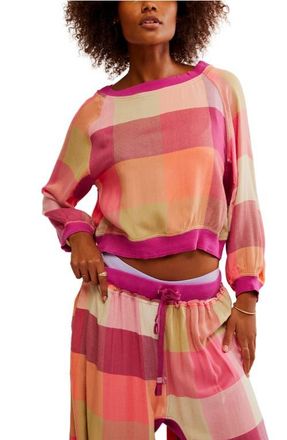 Free People Sugar Cookie Flannel Pajama Sweatshirt in Warm Combo at Nordstrom, Size X-Small