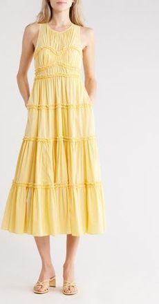 Cinq &agrave; Sept Sirrina Ruffle Tiered Dress in Butter at Nordstrom Rack, Size 10