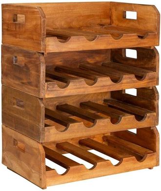 vidaXL vidaXL Wine Racks 4 pcs for 16 Bottles Solid Mahogany Wood
