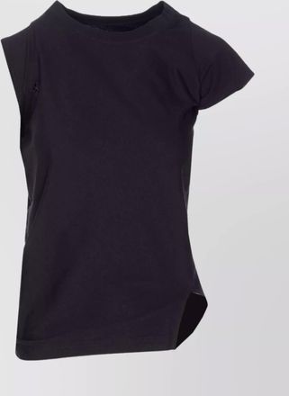 Courr&egrave;ges asymmetric crewneck t-shirt cut out detail