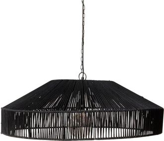 Chehoma L&aacute;mpara de techo grande de yute negro