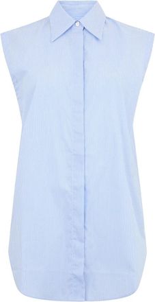 Moorer Losna Mouwloze Blouse - Dames - Overhemden - Blauw - XS - Katoen - Overhemden