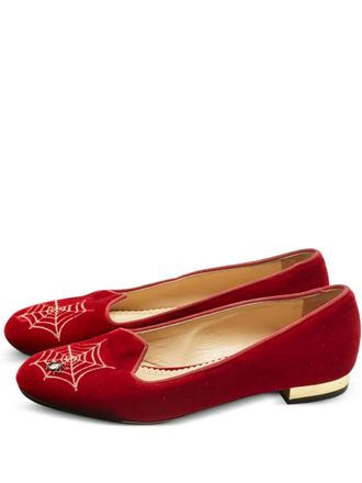 Charlotte Olympia Spider velvet ballerinas - Red