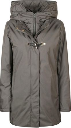 Fay Quilted Grey Coat With Tapered Waist