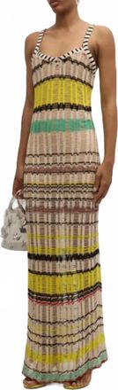Zankov Pre-Loved Libania Knit Maxi Dress In Yellow Multi Color