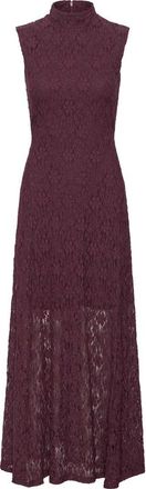 Rotate Rotate Birger Christensen, Kleedjes, Dames, Rood, S, High Neck Mouwloze Kant Maxi Jurk
