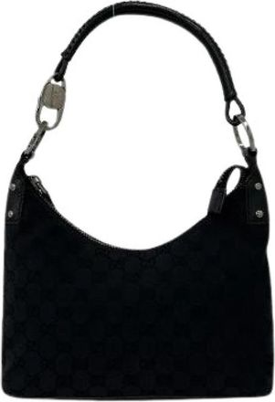 Gucci Pre-owned GG Canvas Leren Handtas - Dames - Vintage Schoudertas - Zwart - ONE Size - Leer - Vintage
