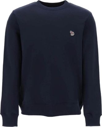 Paul Smith Crewneck Sweatshirt Met Zebra Patch - Heren - Sweatshirts - Blauw - S - Katoen - Hoodies & sweatvesten