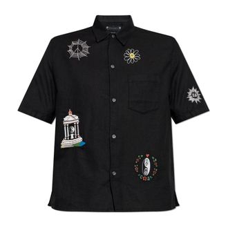 AllSaints Short Sleeve Shirts, male, Black, Size: 2XL Karlton Printed Boxy Shirt
