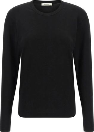Christophe Lemaire Rib Long Sleeve Top - Dames - Ronde hals truien - Zwart - XS - Katoen - Truien & Vesten