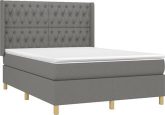 vidaXL Cama Box Spring Con Colch&oacute;n Tela Gris Oscuro 140x200 Cm Vidaxl