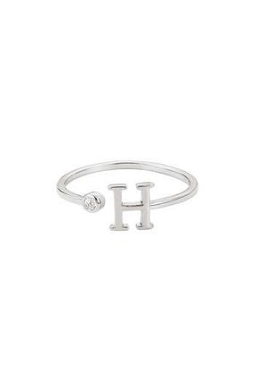 Adornia Cubic Zirconia Initial Adjustable Band Ring in Silver-H at Nordstrom Rack