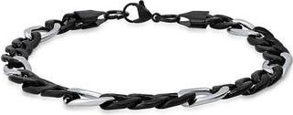 Steeltime Mens Two Tone Curb Link Bracelet in Black at Nordstrom Rack