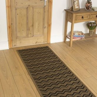 Runrug Hallway Carpet Runner Rug - Hardwearing & Durable, 7mm - Chevron in Dark Brown | Size: 80 cm x 240 cm