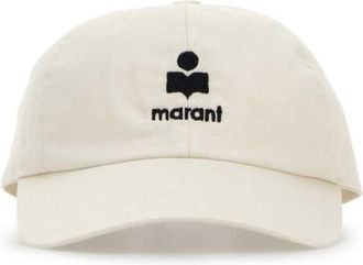 Isabel Marant White Logo Textured Baseball Hat