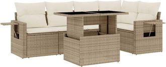 vidaXL Juego De Sof&aacute;s Jard&iacute;n Con Cojines 6 Pzas Rat&aacute;n Sint&eacute;tico Beige Vidaxl