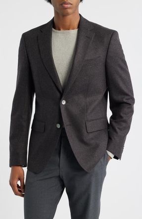 BOSS Hutson Brushed Wool & Cashmere Sport Coat in Dark Brown at Nordstrom, Size 36 Regular