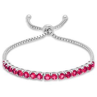 MAX + STONE Sterling Silver Round 4mm Gemstone Bolo Bracelet