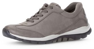 Gabor Keilsneaker GABOR ROLLINGSOFT, Damen, Gr. 37,5, grau (schlamm), Nubukleder, unifarben, Schuhe Keilsneaker, mit Logoschriftzug an der Ferse, Freizeitsc