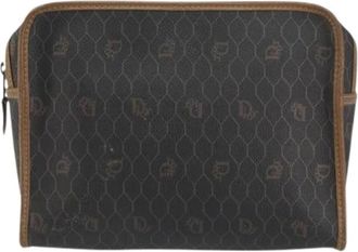Dior Pre-owned Clutches, female, Brown, Size: ONE SIZE Pre-owned Vintage honeycomb zip pouch