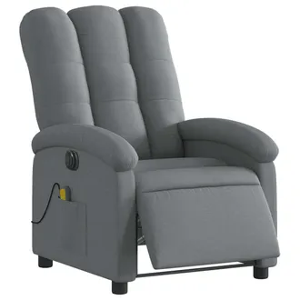 vidaXL Poltrona Reclinabile Massaggio Elettrica Grigio Scuro Tessuto - Vidaxl