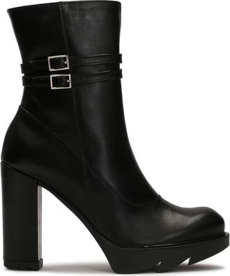 Kazar Zwarte laarzen op een paal - Dames - Laarzen met Hak - Zwart - 40 EU - Leer - Schoenen