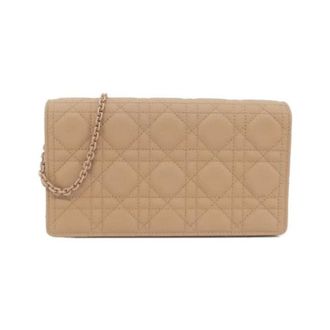 Dior Pre-owned Lady Dior Calfskin Wallet - Dames - Pre-owned - Beige - Maat: ONE Size Leer