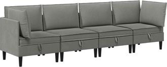 vidaXL Juego De Muebles De Sal&oacute;n 4 Uds. Gris Oscuro Tela Vidaxl