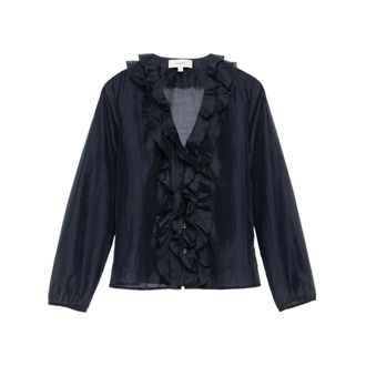 Comma Dames, Blouses & Shirts, Blauw, Maat: M