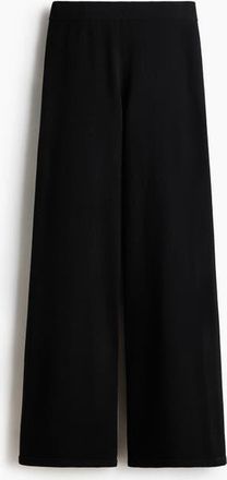 H&M Wide Knitted Trousers in Black at Nordstrom, Size Xx-Small