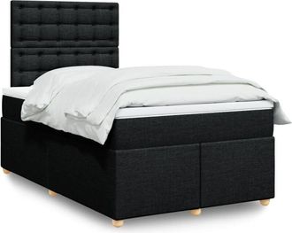 vidaXL Cama Box Spring Con Colch&oacute;n Tela Negro 120x190 Cm Vidaxl