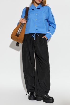 Ganni Oversize Shirt With Pocket, Womens, Blue