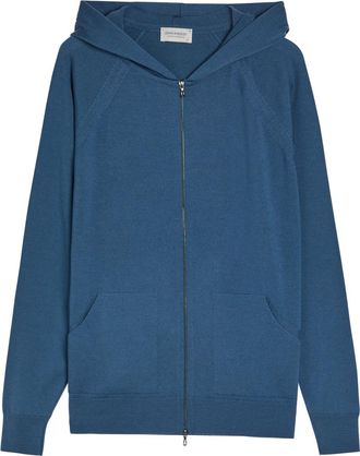 John Smedley Carty Hooded Merino Wool Jumper - Blue - XL
