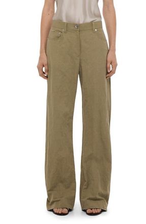 Helmut Lang Cotton Blend Bootcut Pants in Warm Sage at Nordstrom, Size 30