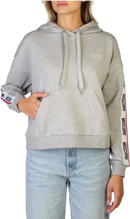 Moschino Solid Cotton Sweatshirt with Fixed Hood and Ribbed Hems