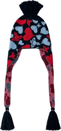 Vivienne Westwood Hearts and Orb Flap Knit Cap - Dames - Hoeden - Veelkleurig - ONE Size - Wol - Accessoires