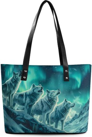 Generic Snowy Wolves Tote Bags for Women Cute Shoulder Purses Handbags