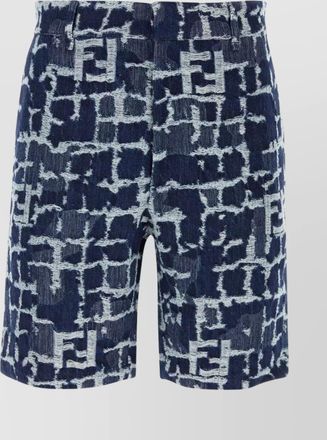 Fendi embroidered pattern denim bermuda shorts