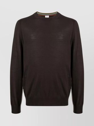 Paul Smith merino wool fine-knit semi-sheer logo-embroidered crew-neck sweater
