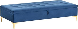 Beliani Otomana con almacenaje Terciopelo Azul marino
