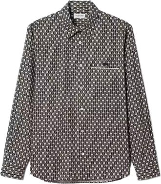Lacoste Micro-Patterned Long-Sleeve Shirt With Classic Collar And Subtle Trim