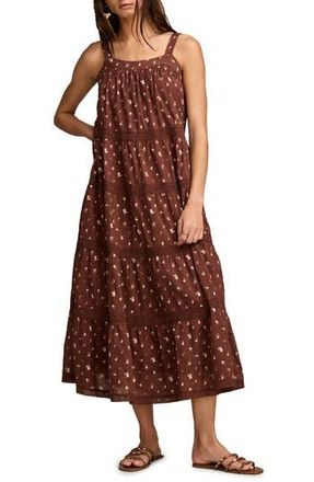 Lucky Brand Market Day Sleeveless Tiered Maxi Dress in Chocolate Multi at Nordstrom Rack, Size Small