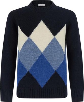 KANGRA Crewneck Diamonds - Heren - Truien - Blauw - Maat: 2XL Wol