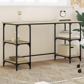 vidaXL Escritorio Metal Madera De Ingenier&iacute;a Roble Sonoma 140x50x75 Cm Vidaxl