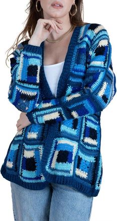 Saachi Granny Square Crochet Cardigan in Blue at Nordstrom Rack