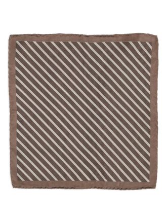 Brunello Cucinelli striped pocket square - men - Silk - One Size - Brown